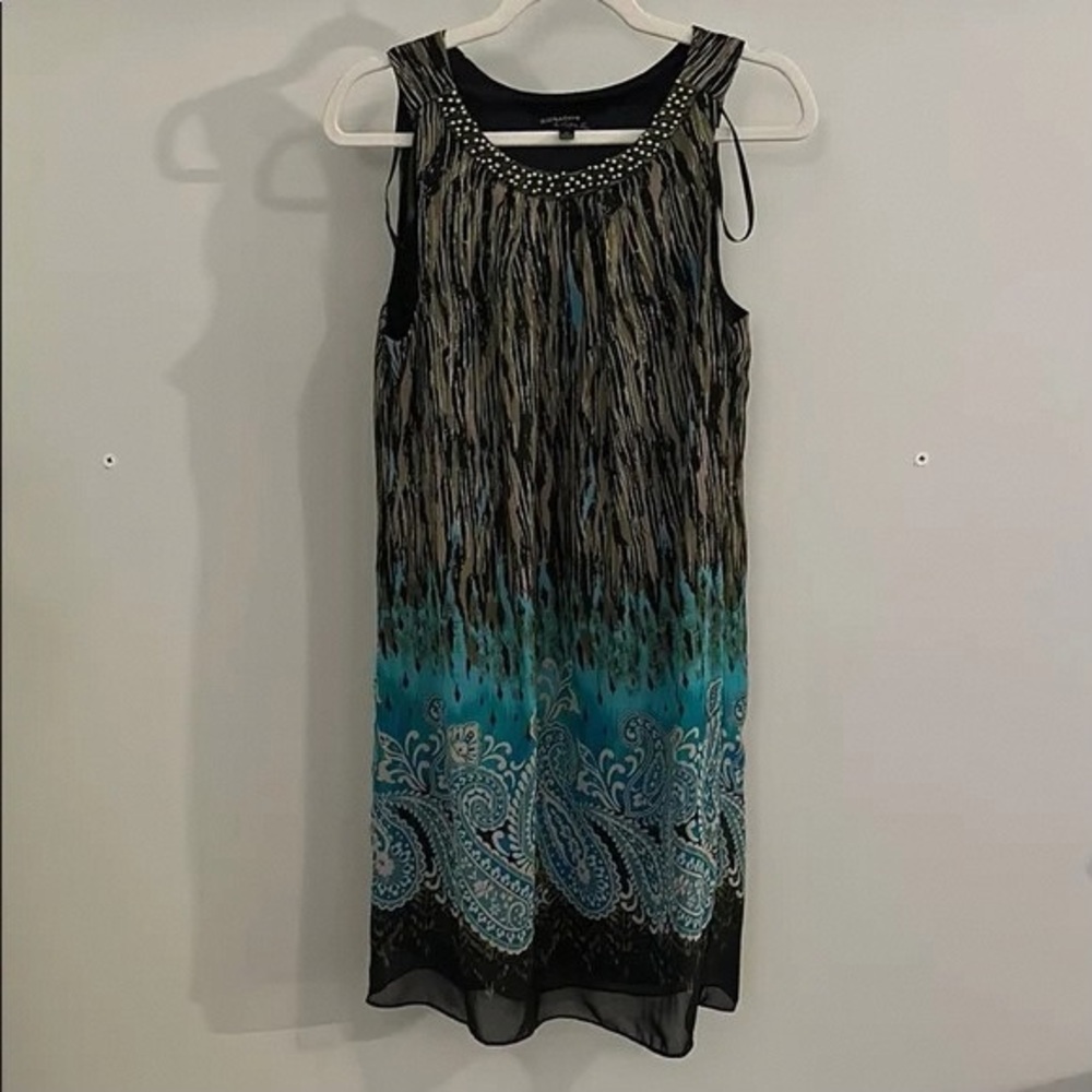 Chico's Black and Blue Sleeveless Mini Dress